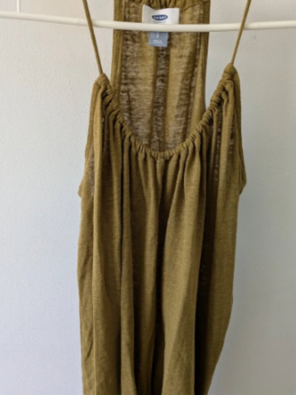 Old Navy Olive Green Spaghetti Strap Swing Tank/Gathered Slub Racer Back